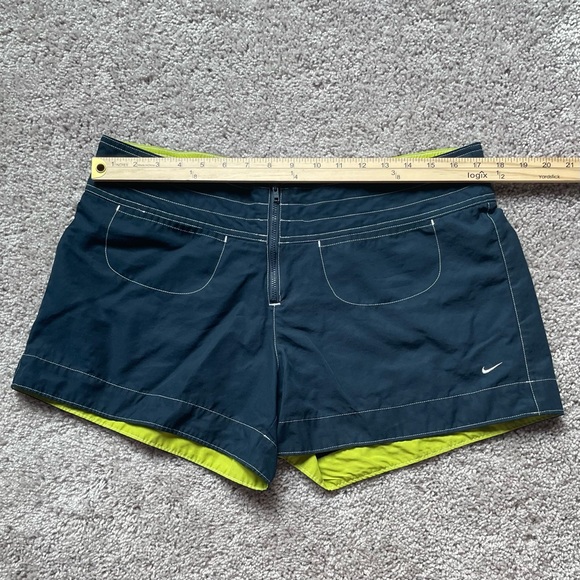 Nike Y2K Swim Surfing Shorts Size L (12-14) Missing a Button Blue & Yellow/Green - Picture 6 of 10